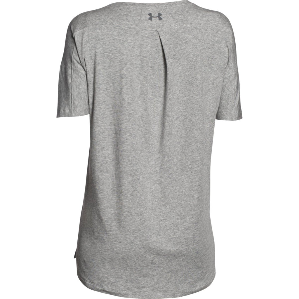 Under Armour Women's True Grey Heather/True Grey Heather/Graphite Team Uptown Flow T