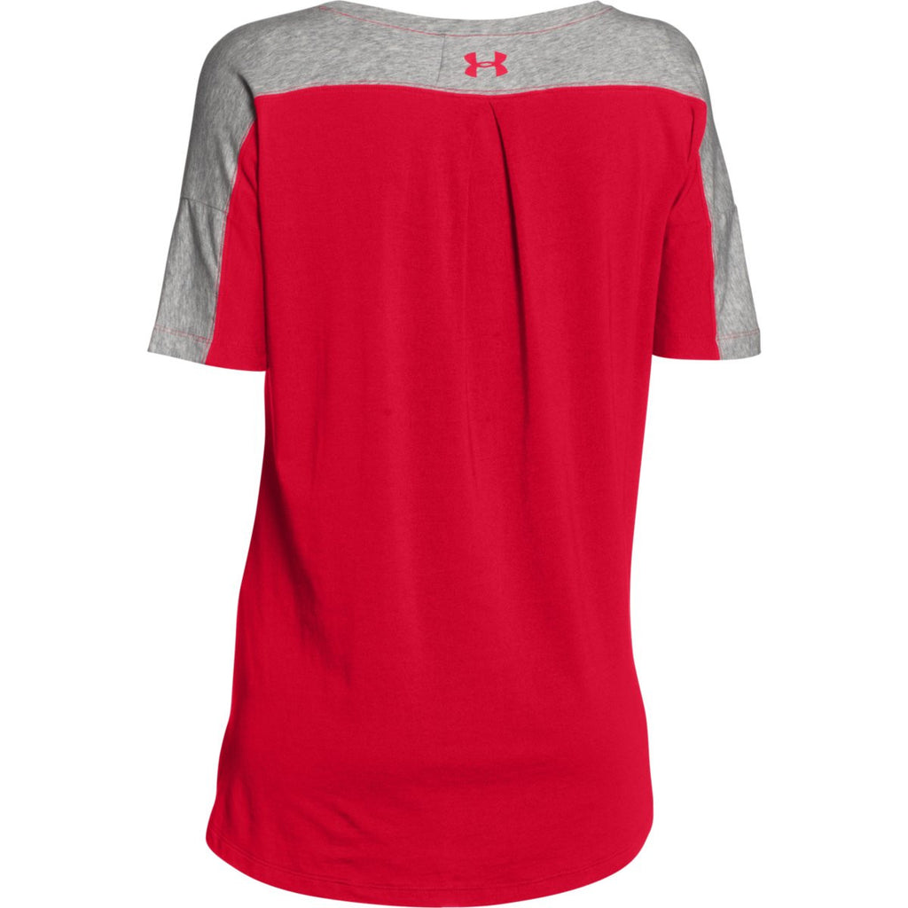 Under Armour Women's Red/True Grey Heather/Red Team Uptown Flow T