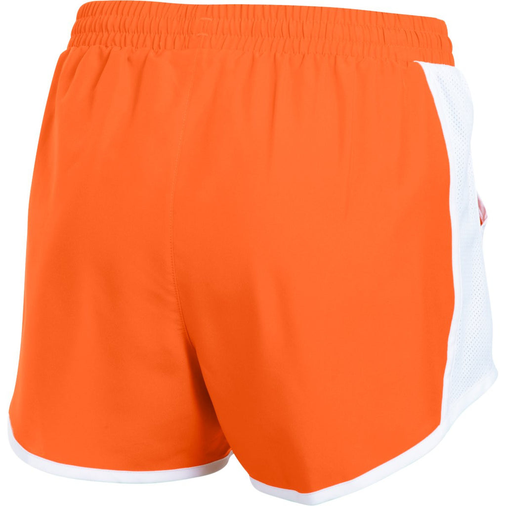 Under Armour Women's Orange-White-Reflective Fly By Short