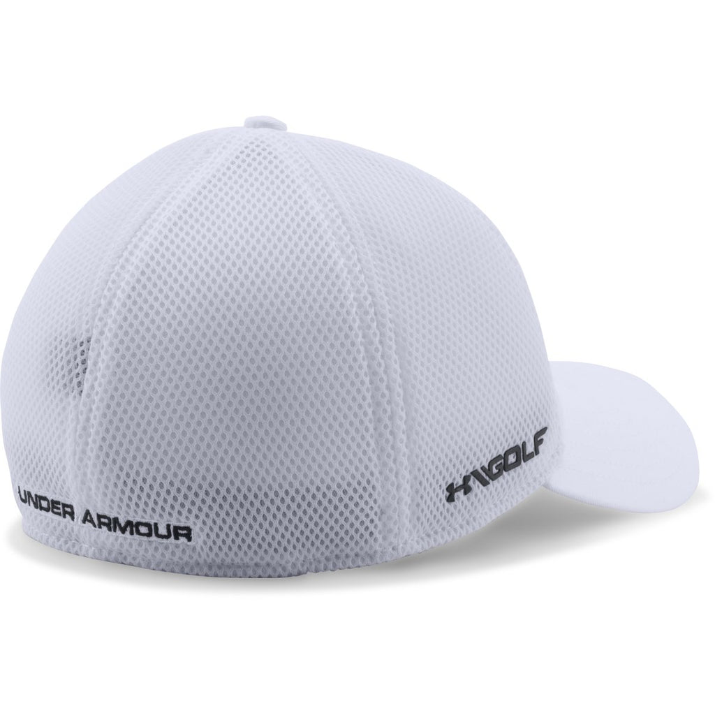 Under Armour Men's White/Black UA Golf Mesh Stretch 2.0 Cap