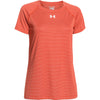 Under Armour Women's Dark Orange UA Stripe Tech Locker Short Sleeve Tee