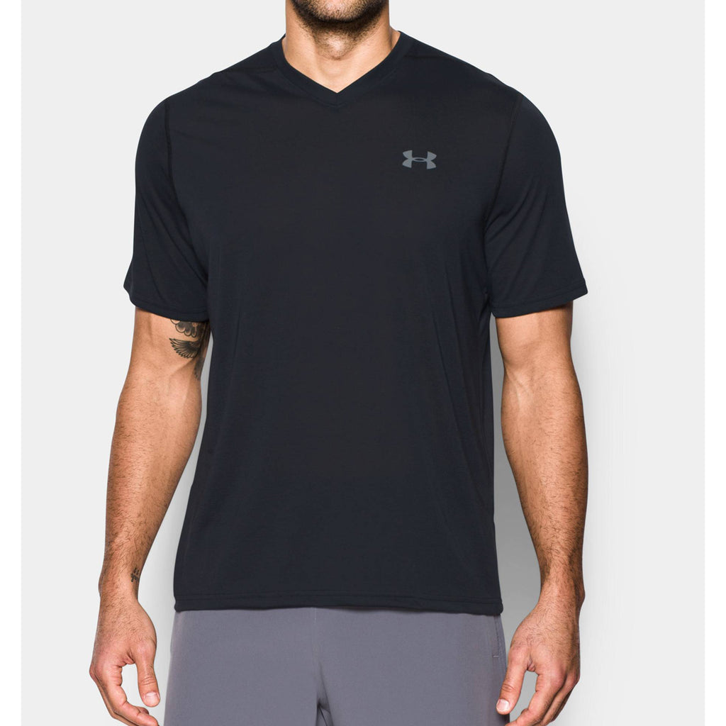 Under Armour Men's Black UA Threadborne V-Neck Short Sleeve