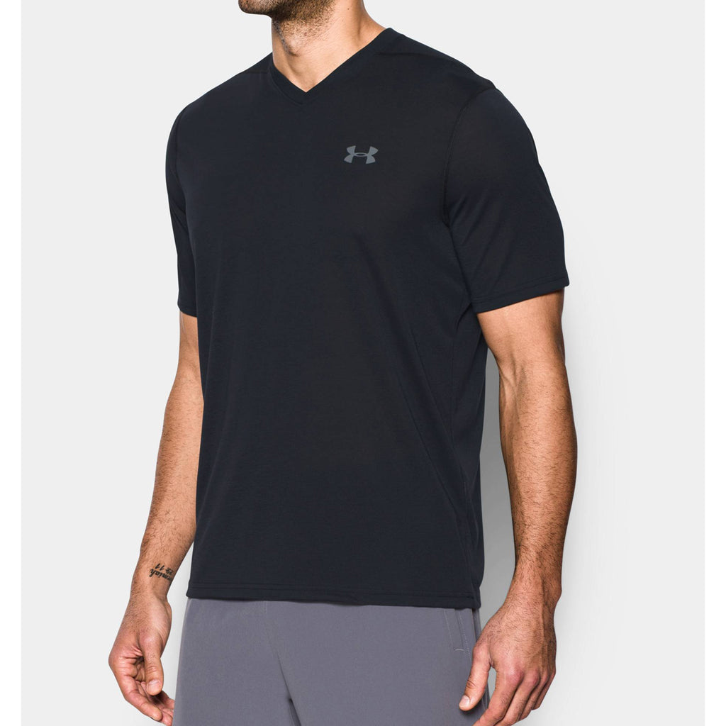 Under Armour Men's Black UA Threadborne V-Neck Short Sleeve