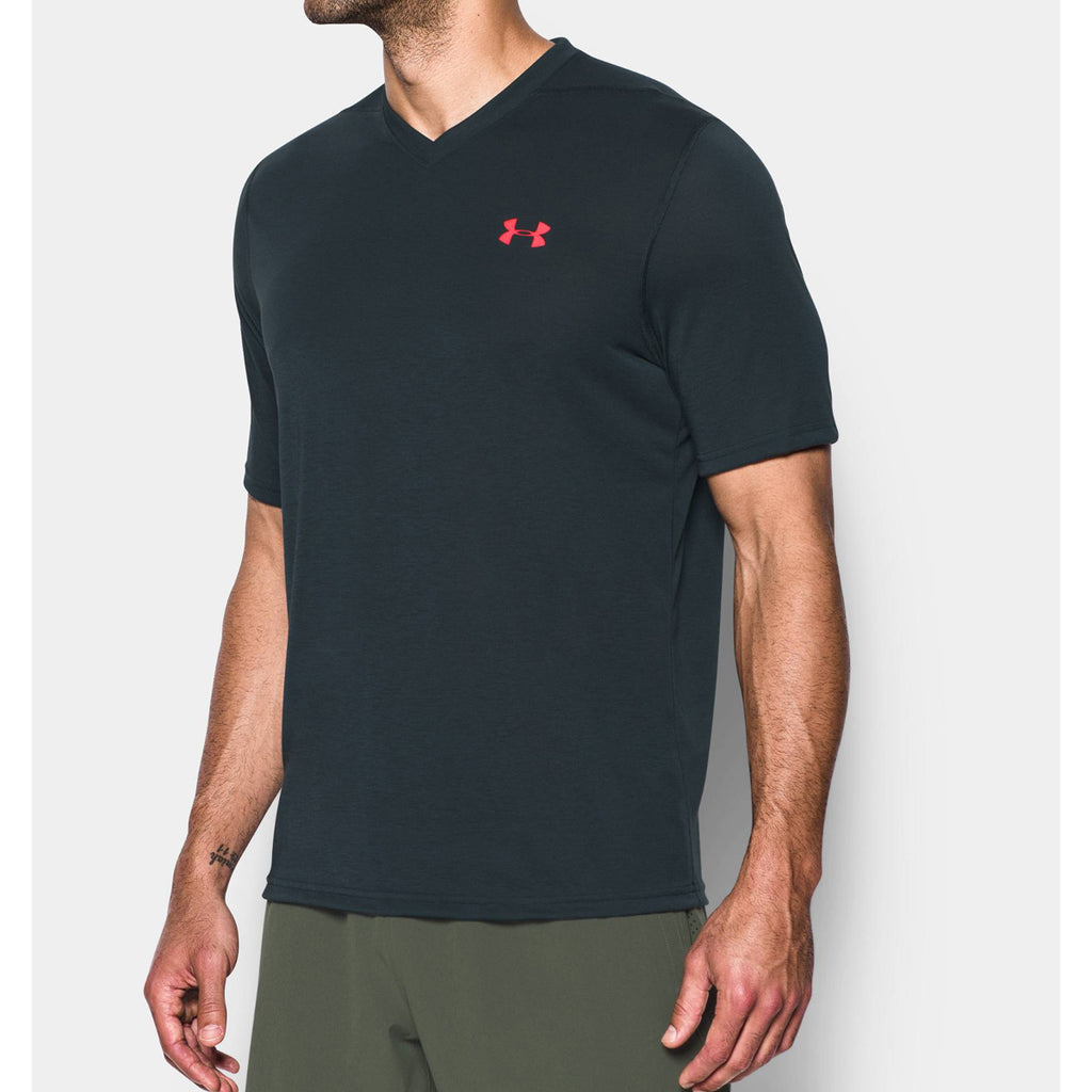 Under Armour Men's Anthracite UA Threadborne V-Neck Short Sleeve