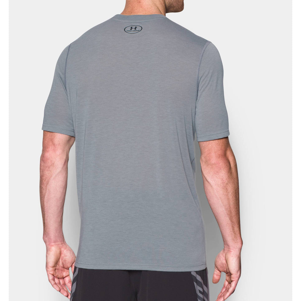 Under Armour Men's True Grey Heather UA Threadborne V-Neck Short Sleeve