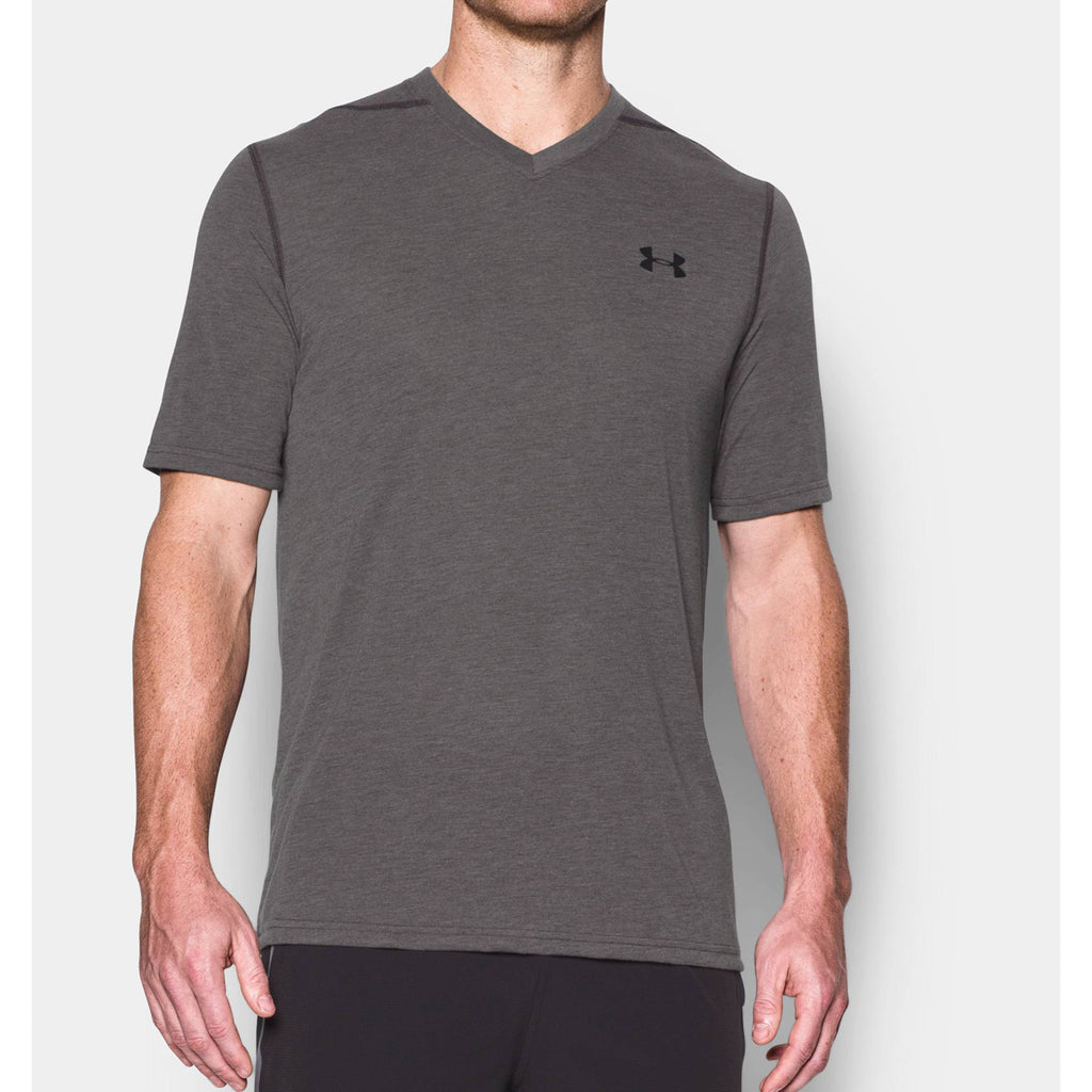 Under Armour Men's Carbon Heather UA Threadborne V-Neck Short Sleeve