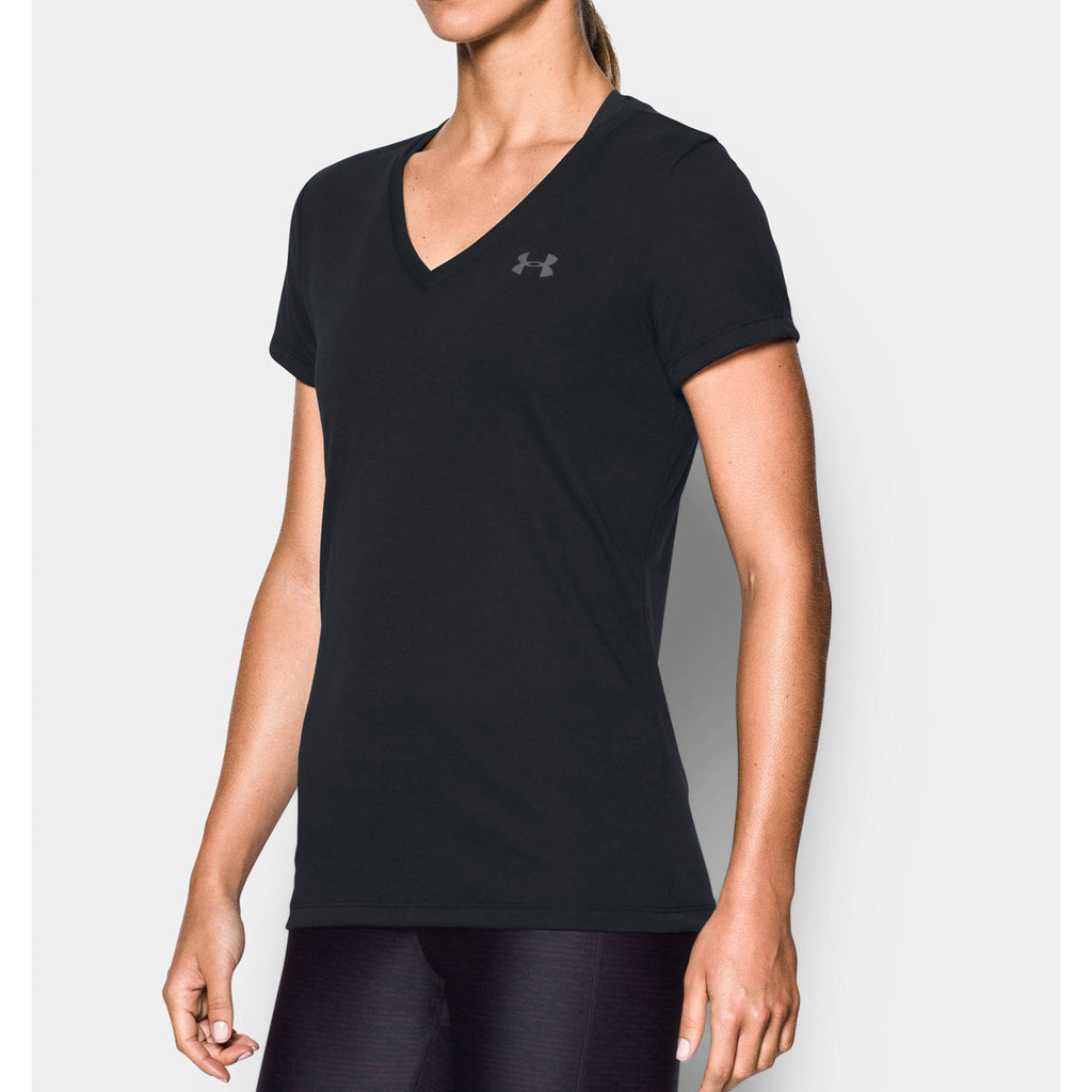 Under Armour Women's Black Threadborne Train V-Neck T-Shirt