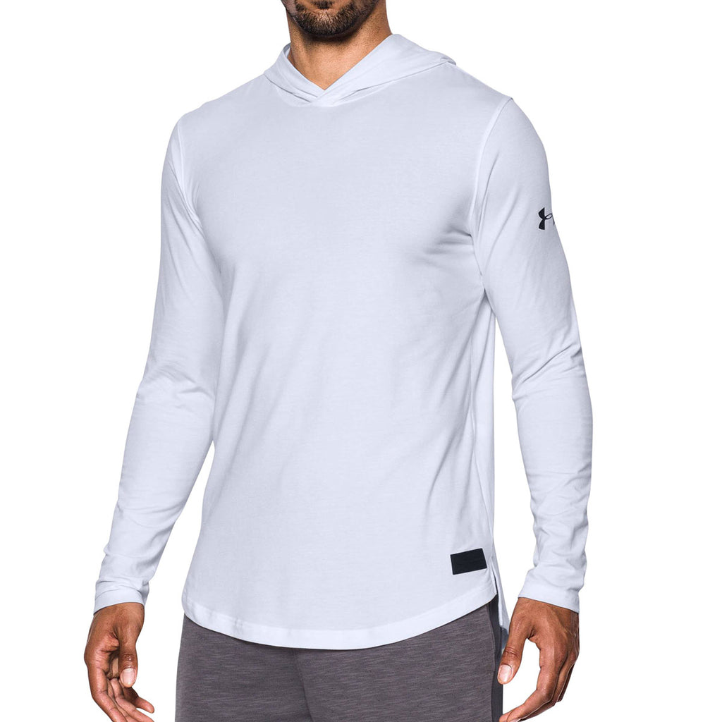 Under Armour Men's White Baseline Long Sleeve Hooded Tee