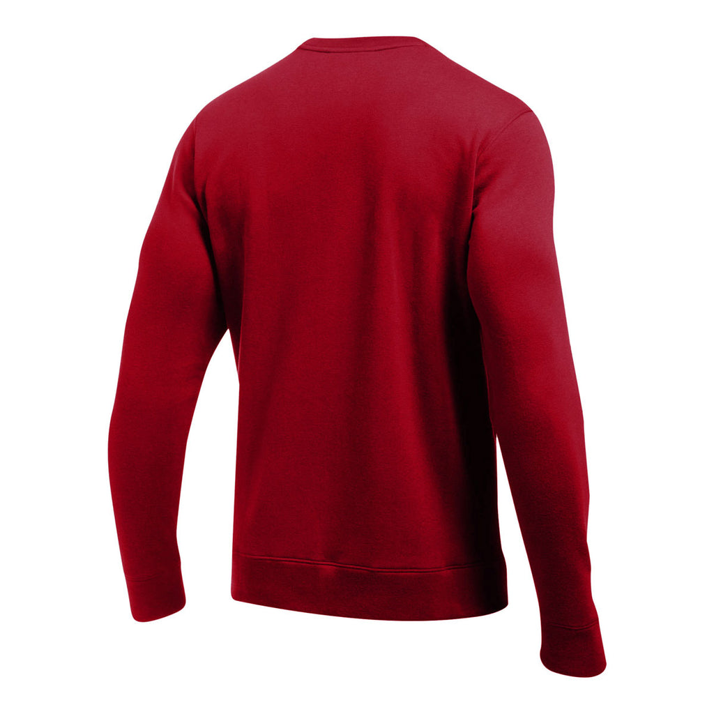 Under Armour Men's Red Hustle Fleece Crew Neck Sweatshirt