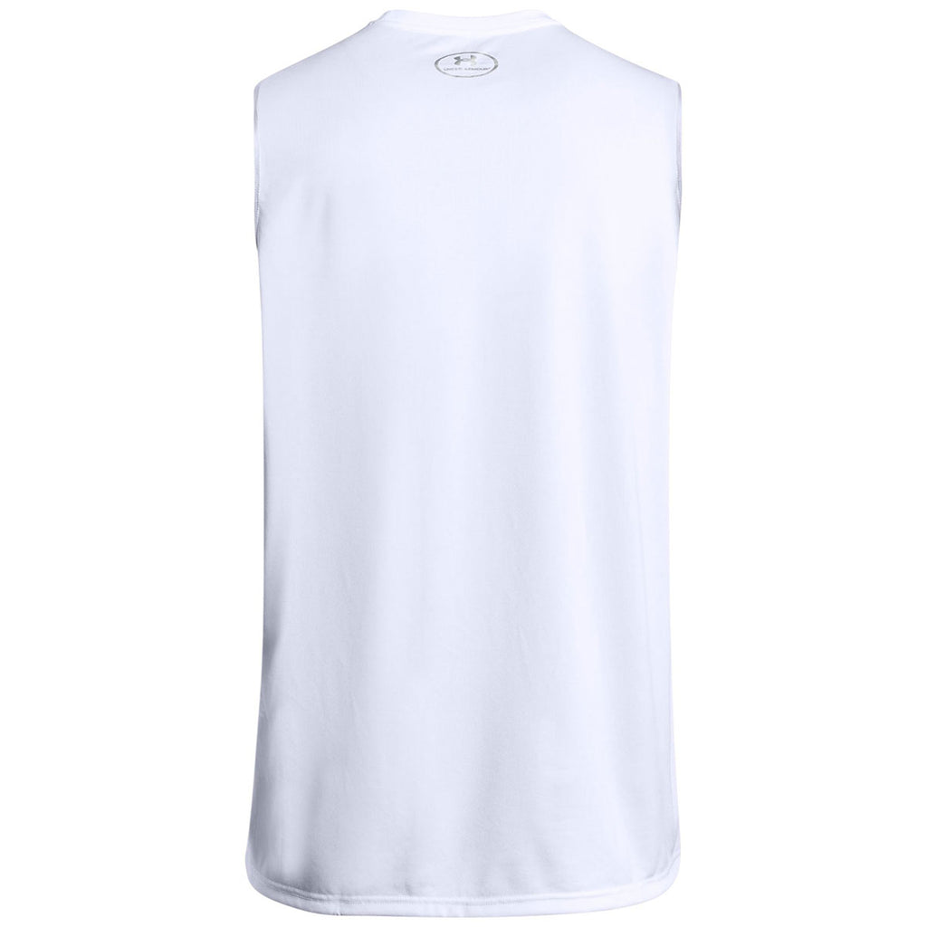 Under Armour Men's White Sleeveless Locker Tee