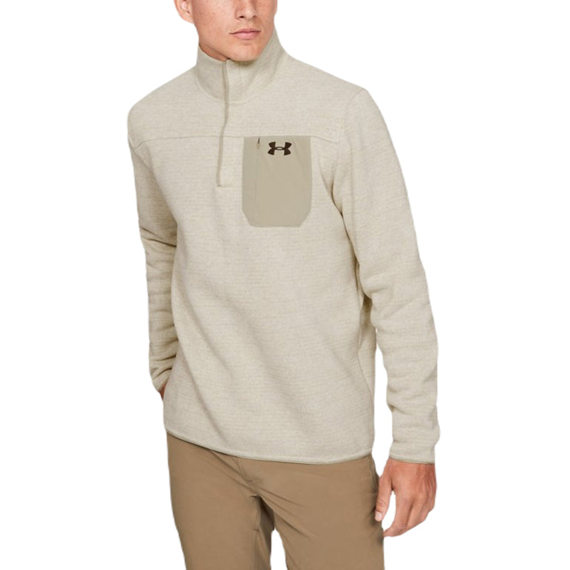 Under Armour Men's Khaki Base Fade Heather Henley Long Sleeve