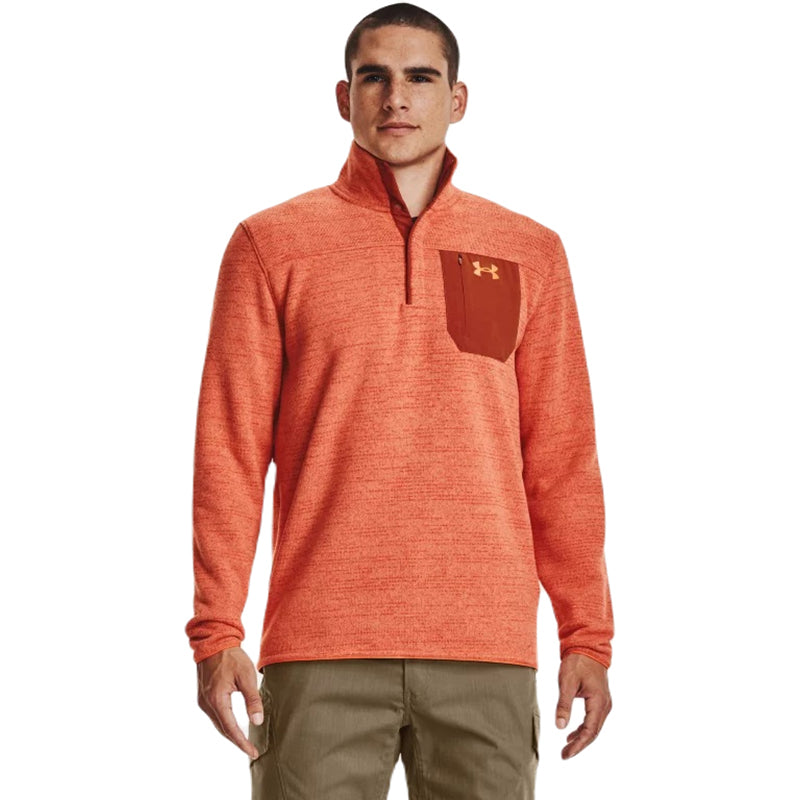 Under Armour Men's Papaya Medium Heather Henley Long Sleeve