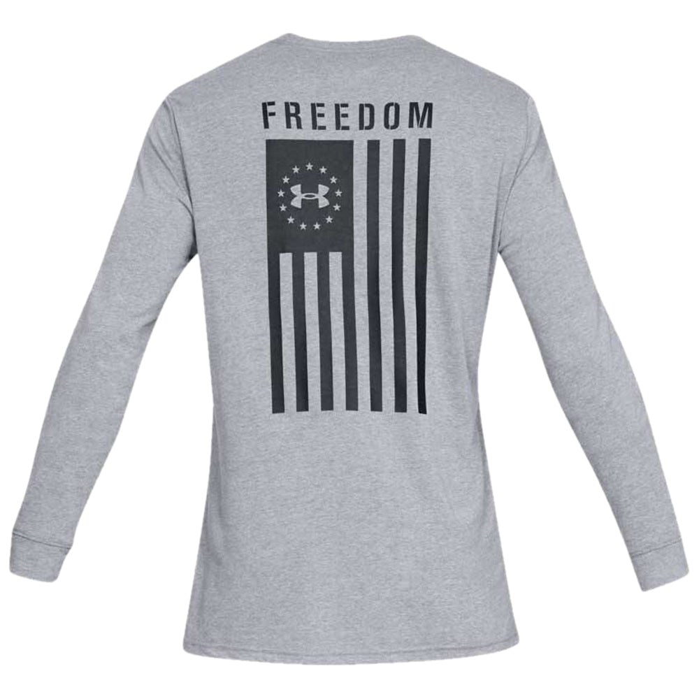 Under Armour Men's Steel Light Heather Freedom Flag Long Sleeve Tee