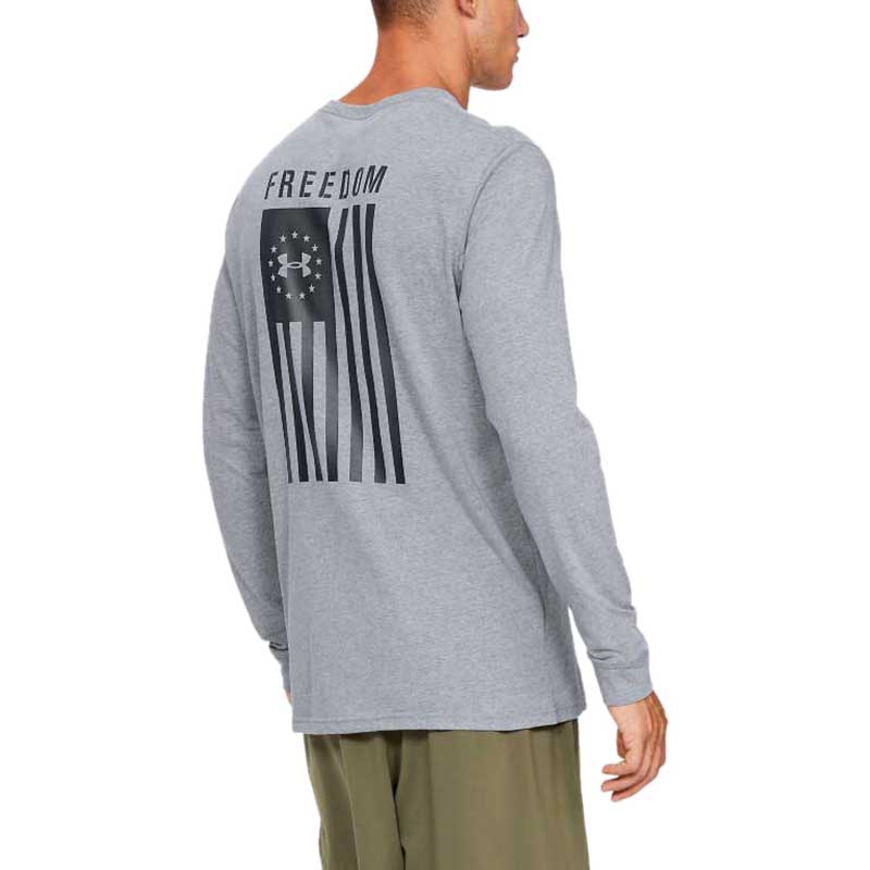 Under Armour Men's Steel Light Heather Freedom Flag Long Sleeve Tee