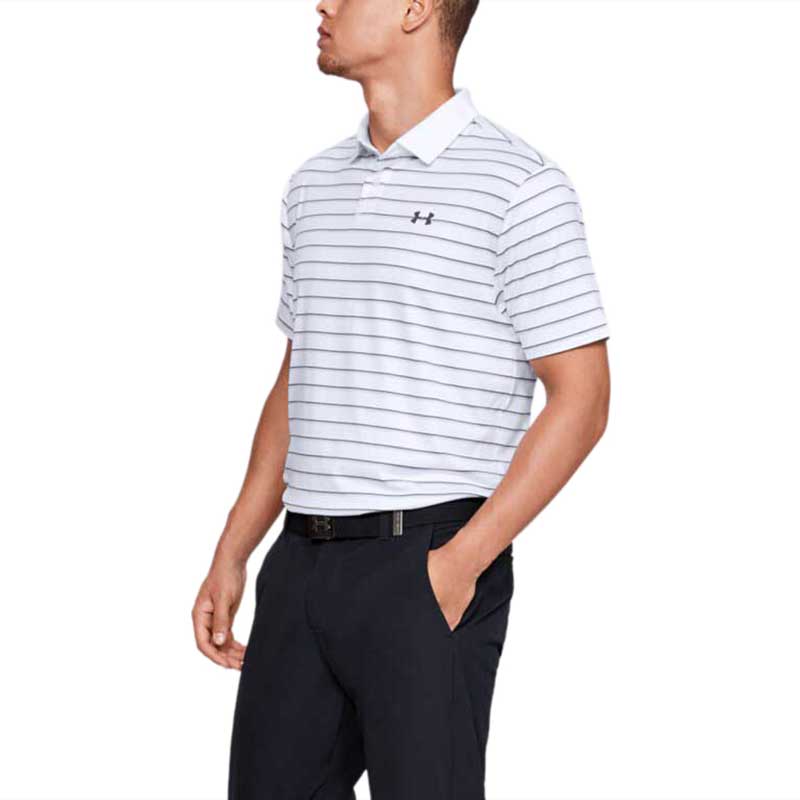 Under Armour Men's White Performance Polo 2.0 Divot Stripe