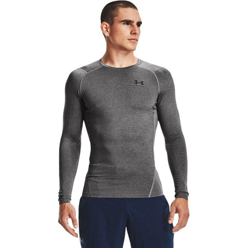 Under Armour Men's Carbon Heather/Black HeatGear Armour Long Sleeve Shirt