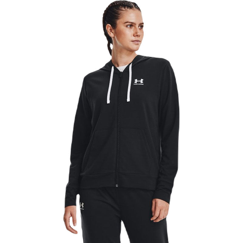 Under Armour Women's Black/White Rival Terry Full-Zip Hoodie