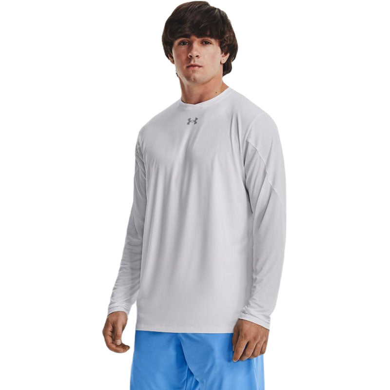 Under Armour Men's White/Mod Grey Knockout Team Long Sleeve T-Shirt