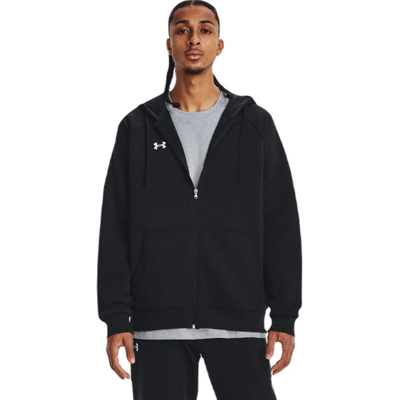 Under Armour Men's Black/White Rival Fleece Full Zip Hoodie