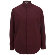 Edwards Men's Burgundy Batiste Banded Collar Shirt