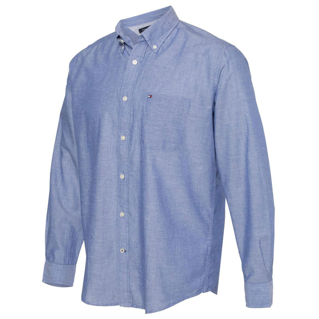 Tommy Hilfiger Men's Mazarine Blue Cotton/Linen Long Sleeve Shirt