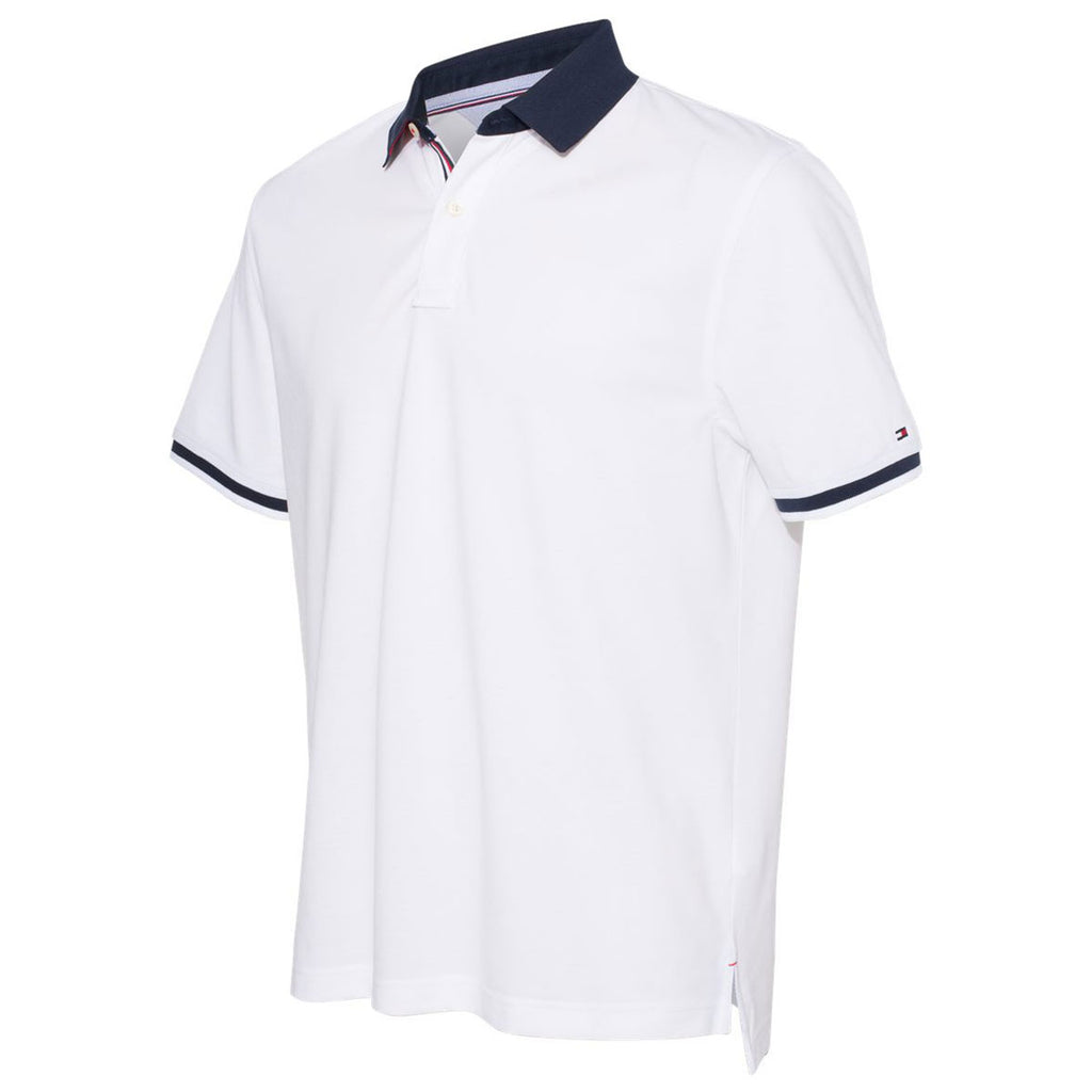 Tommy Hilfiger Men's Bright White Sanders Tipped Cotton Pique Sport Polo