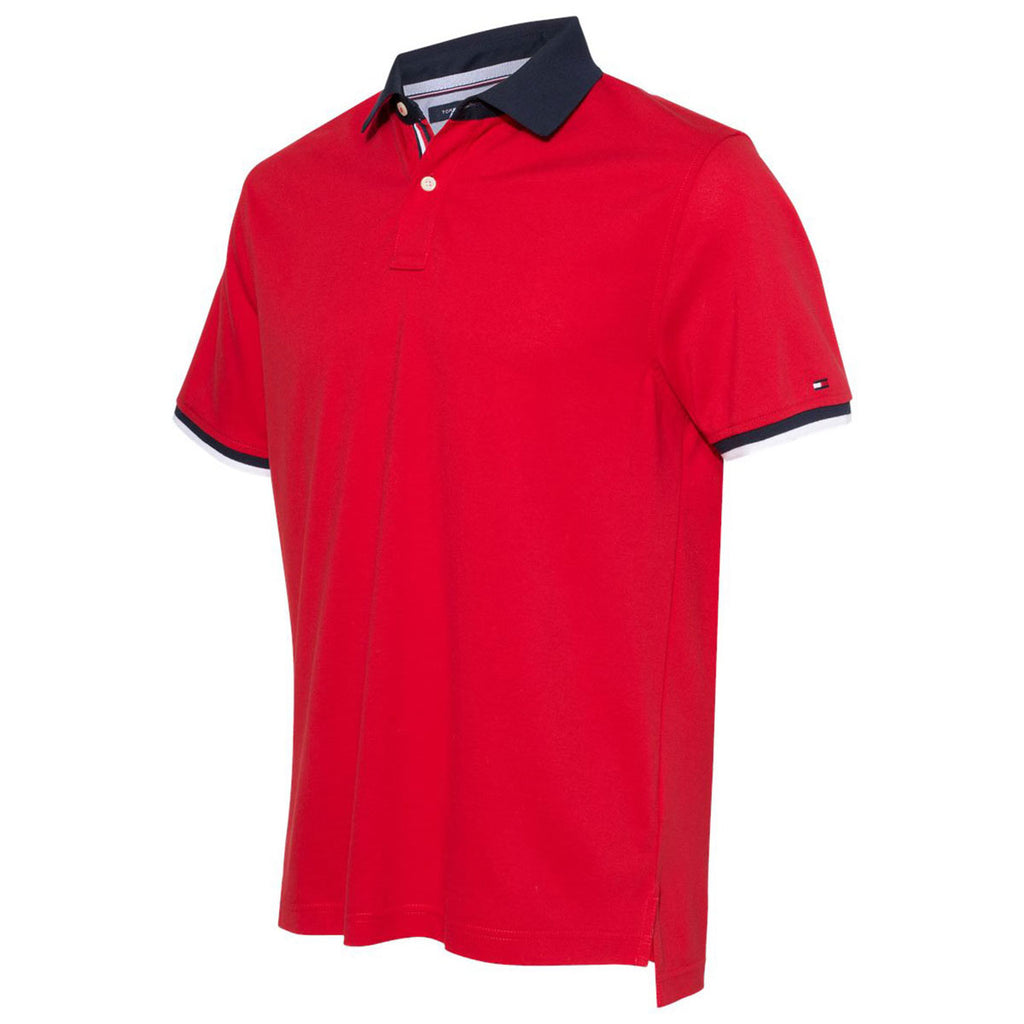 Tommy Hilfiger Men's Mars Red Sanders Tipped Cotton Pique Sport Polo