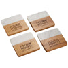 Leed's Natural/White Marble and Bamboo Coaster Set