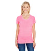 Threadfast Women's Neon Pink Triblend Short-Sleeve V-Neck T-Shirt