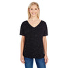 Threadfast Women's Black Fleck Triblend Short-Sleeve V-Neck T-Shirt