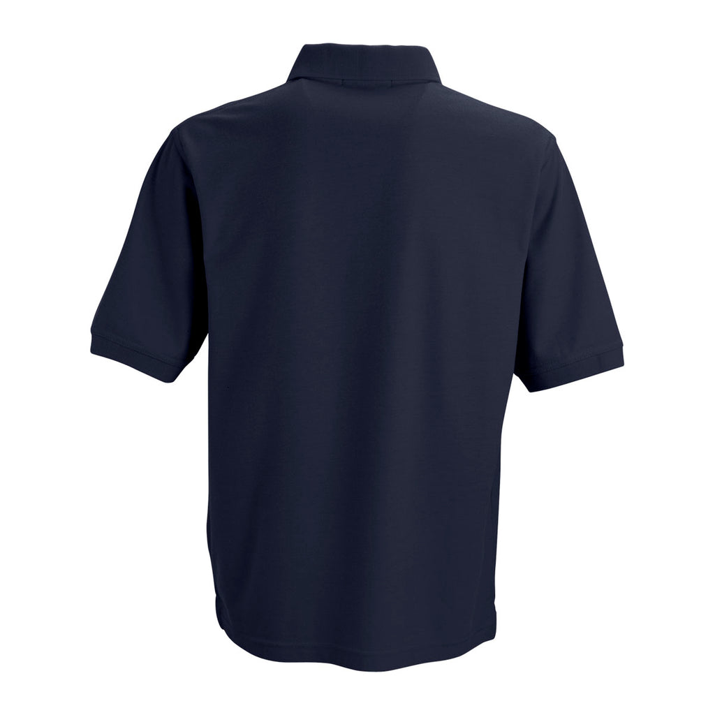 Vantage Men's Navy Soft-Blend Double-Tuck Pique Polo