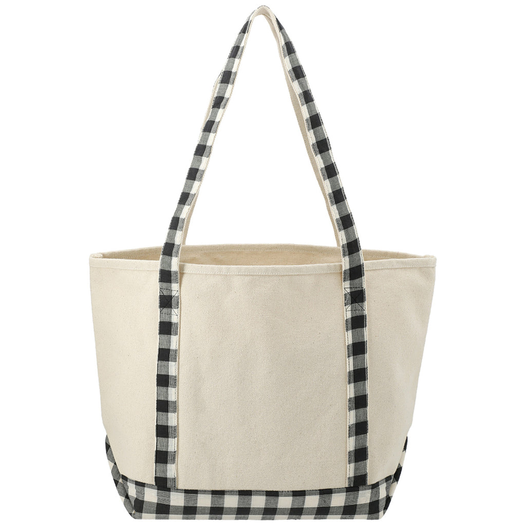 Leeds Black/Grey Buffalo Plaid 18oz Cotton Boat Tote