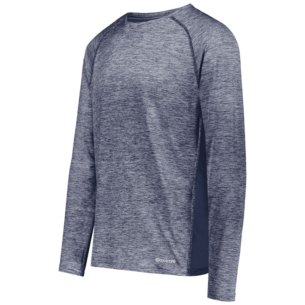 Holloway Men's Navy Heather Electrify Coolcore Long Sleeve Tee