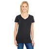 Threadfast Women's Black Pigment Dye Short-Sleeve V-Neck T-Shirt