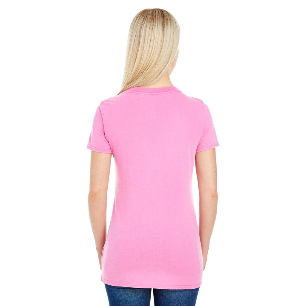 Threadfast Women's Charity Pink Pigment Dye Short-Sleeve V-Neck T-Shirt