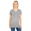 Threadfast Women's Grey Pigment Dye Short-Sleeve V-Neck T-Shirt