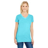 Threadfast Women's Lagoon Blue Pigment Dye Short-Sleeve V-Neck T-Shirt