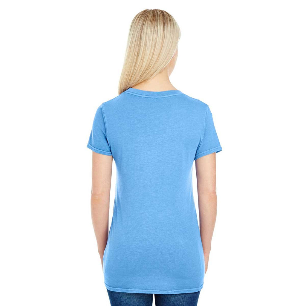 Threadfast Women's Royal Pigment Dye Short-Sleeve V-Neck T-Shirt