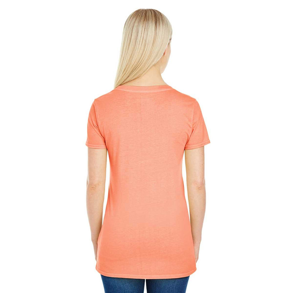 Threadfast Women's Tangerine Pigment Dye Short-Sleeve V-Neck T-Shirt