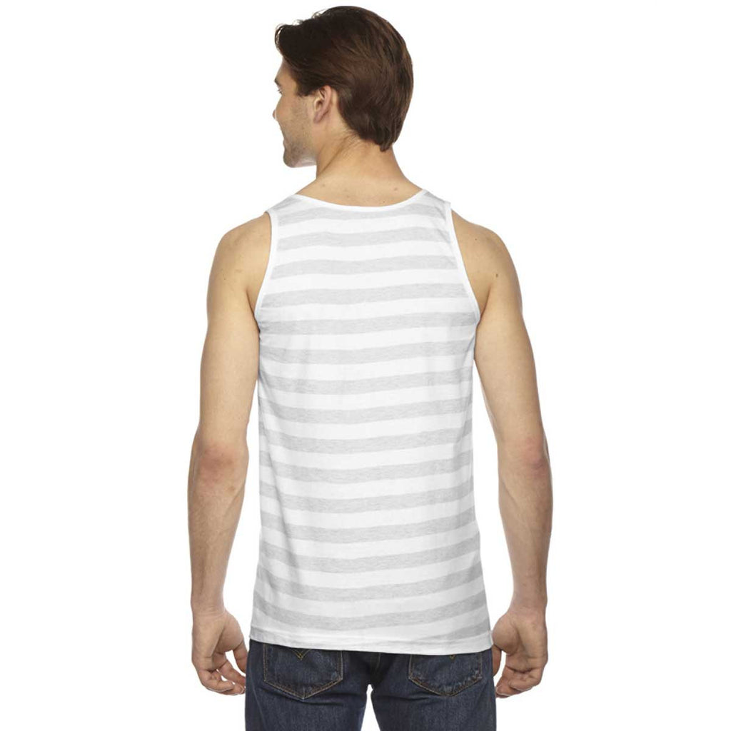 American Apparel Unisex Ash White Stripe Fine Jersey Tank