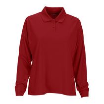 Vantage Women's Sport Red Omega Long Sleeve Solid Mesh Tech Polo