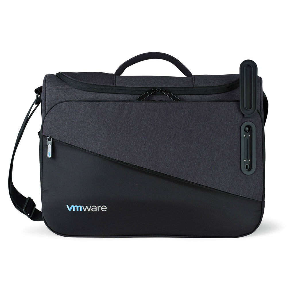 Life in Motion Black/Dark Grey Heather Linked Charging Computer Messenger Bag