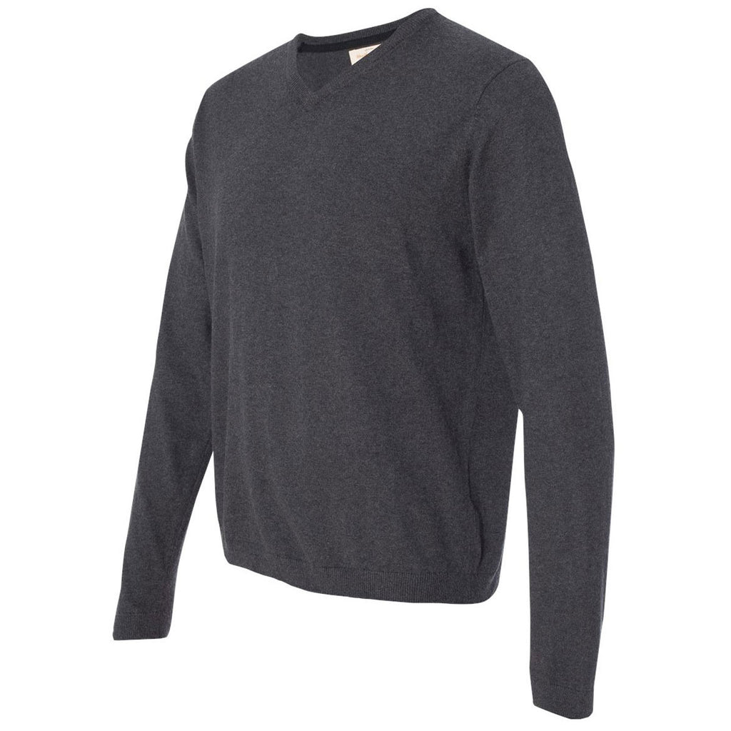 Weatherproof Men's Charcoal Heather Vintage Cotton Cashmere V-Neck Sweater