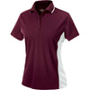 Charles River Women's Maroon/White Color Blocked Wicking Polo