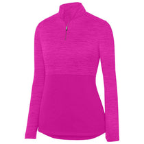 Augusta Women's Power Pink Shadow Tonal Heather Quarter Zip Pullover