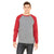 Bella + Canvas Men's Deep Heather/Cardinal Jersey Long-Sleeve Baseball T-Shirt