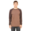 Bella + Canvas Men's Heather Brown/Brown Jersey Long-Sleeve Baseball T-Shirt