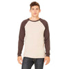 Bella + Canvas Men's Tan/Brown Jersey Long-Sleeve Baseball T-Shirt