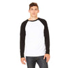 Bella + Canvas Men's White/Black Jersey Long-Sleeve Baseball T-Shirt