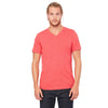 Bella + Canvas Unisex Heather Red Jersey Short-Sleeve V-Neck T-Shirt